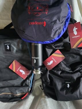 Blacked Out Cotopaxi Bundle – Vaya 18L + Chiquilles 30 + Ligera 45 Water Bottle